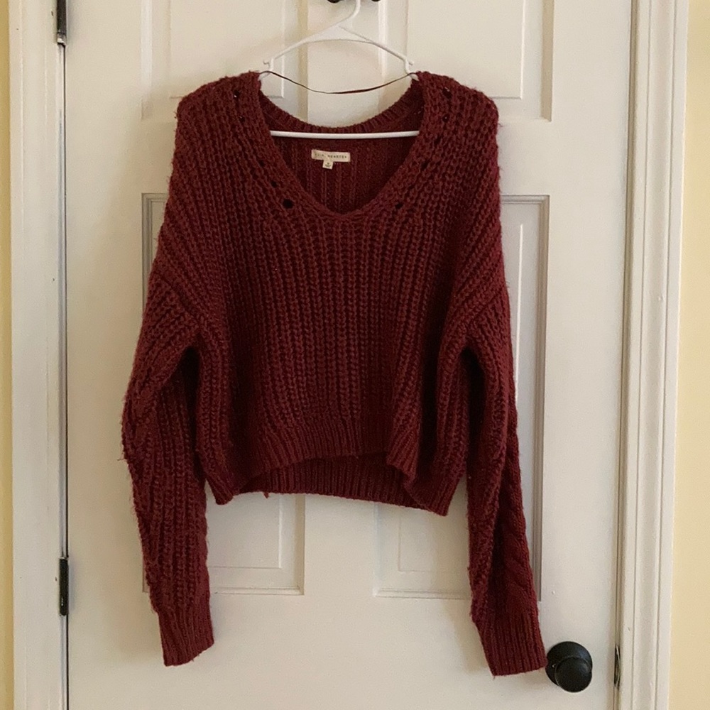 Medium maroon cropped sweater from PacSun
